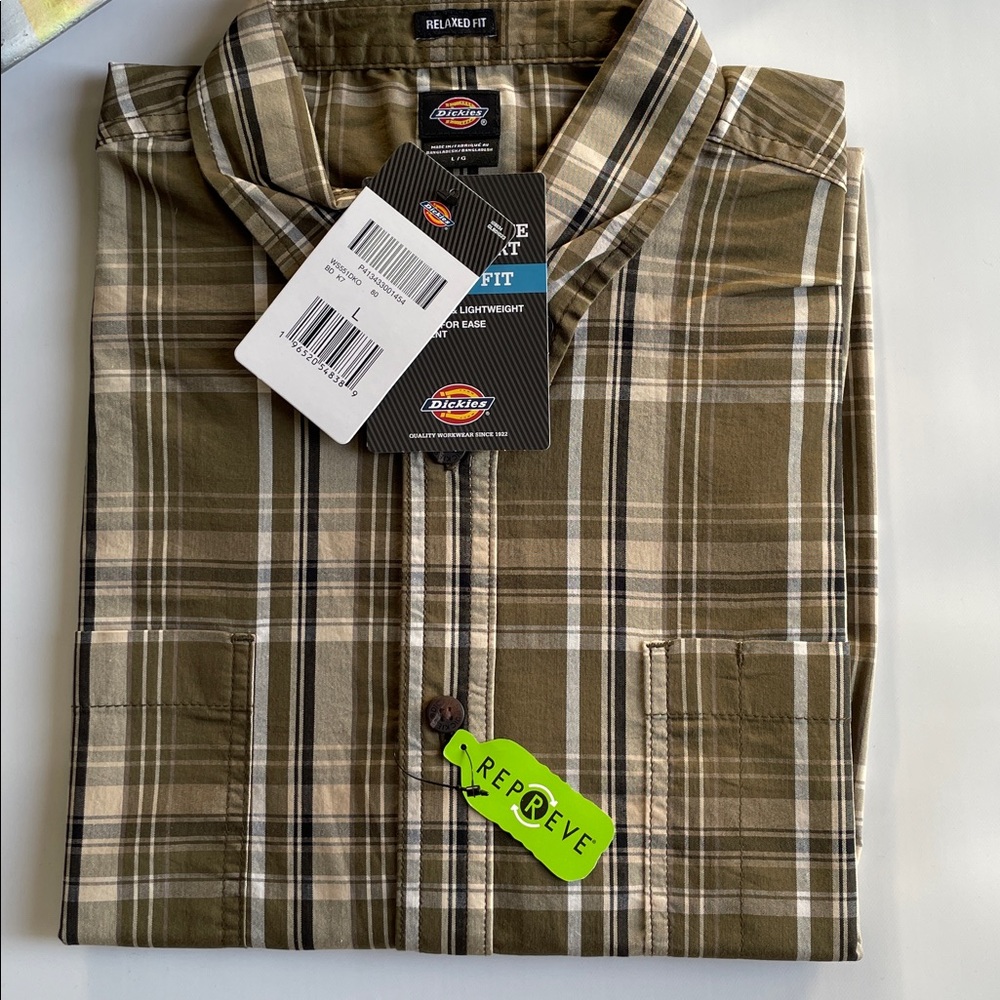 Dickies Brown and Tan Plaid Shirt